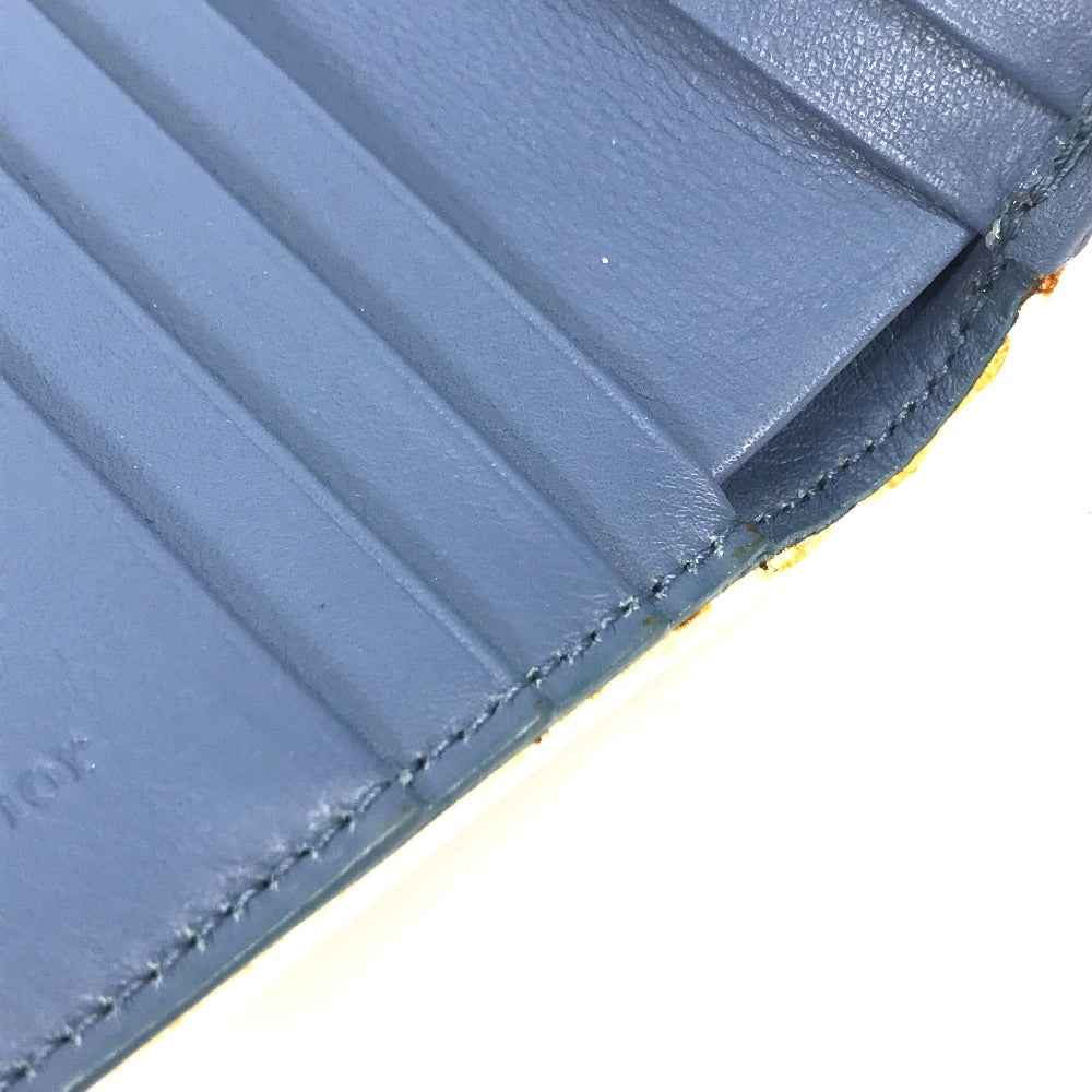 Dior Folded wallet Canvas / leather blue Bicolor logo W Hook Wallet  Women Used Authentic