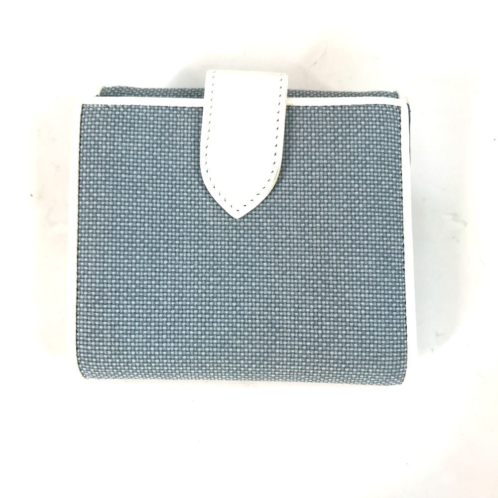 Dior Folded wallet Canvas / leather blue Bicolor logo W Hook Wallet  Women Used Authentic