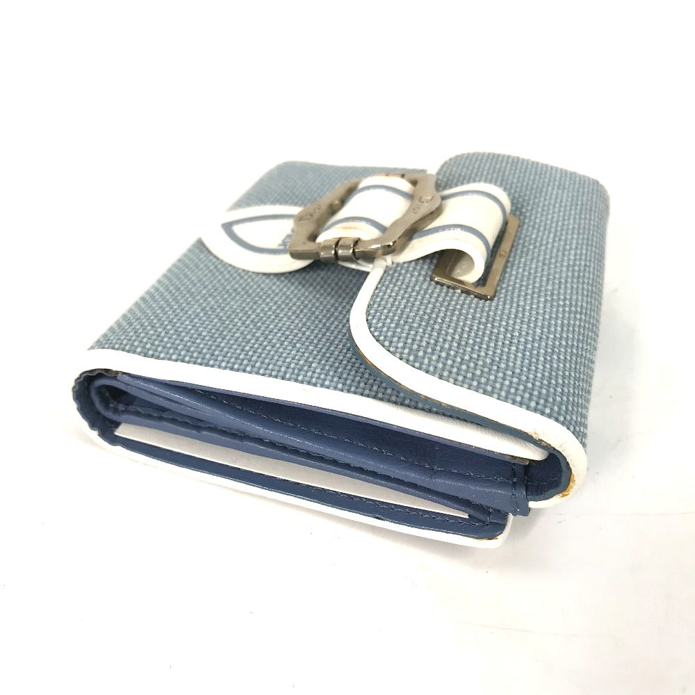 Dior Folded wallet Canvas / leather blue Bicolor logo W Hook Wallet  Women Used Authentic
