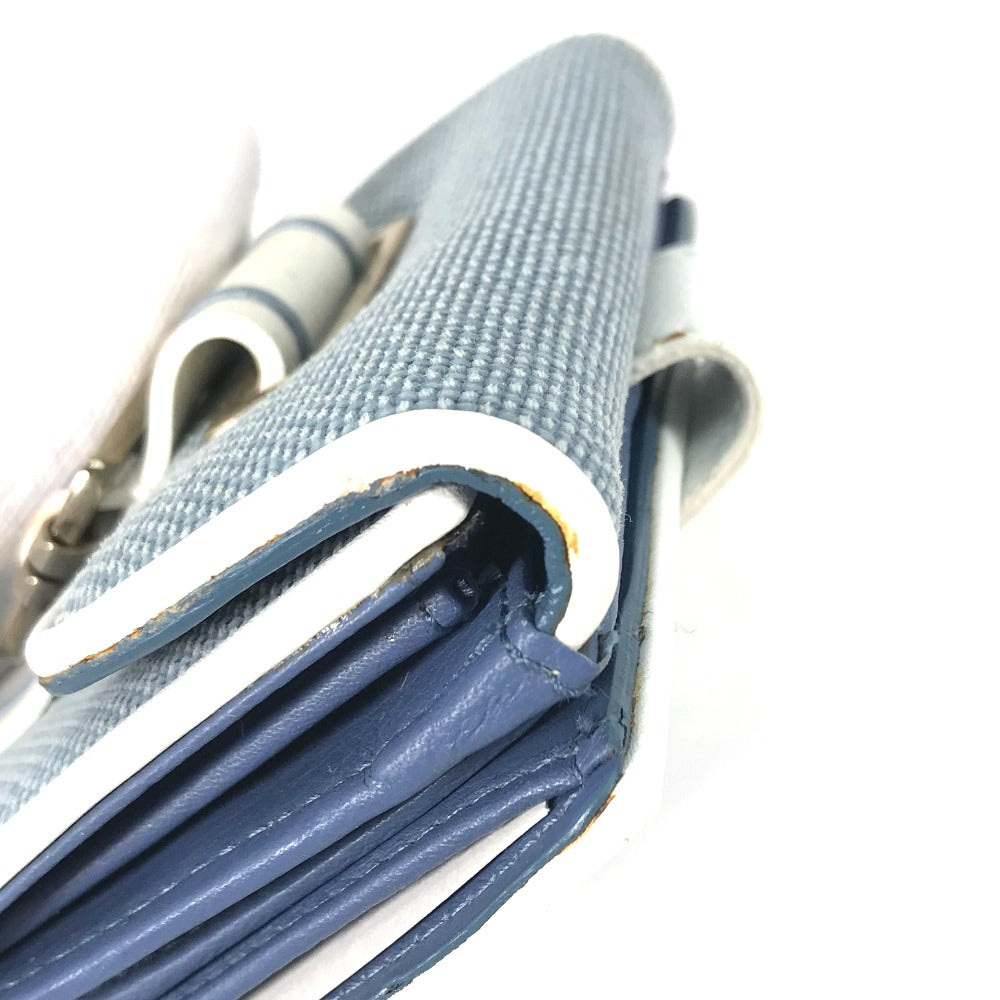 Dior Folded wallet Canvas / leather blue Bicolor logo W Hook Wallet  Women Used Authentic