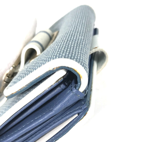 Dior Folded wallet Canvas / leather blue Bicolor logo W Hook Wallet  Women Used Authentic