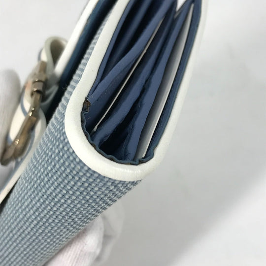 Dior Folded wallet Canvas / leather blue Bicolor logo W Hook Wallet  Women Used Authentic