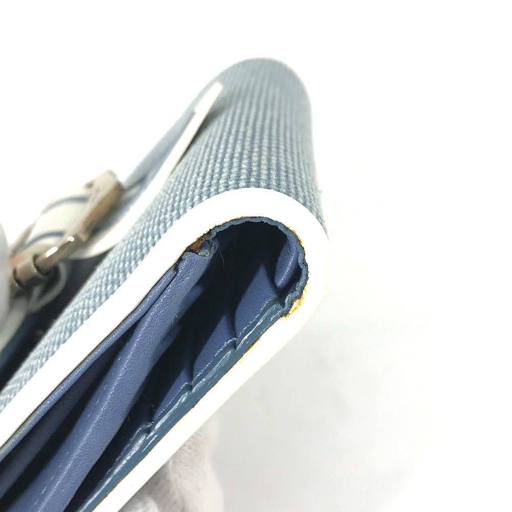 Dior Folded wallet Canvas / leather blue Bicolor logo W Hook Wallet  Women Used Authentic
