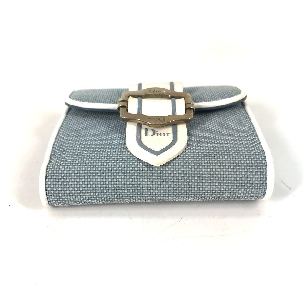 Dior Folded wallet Canvas / leather blue Bicolor logo W Hook Wallet  Women Used Authentic