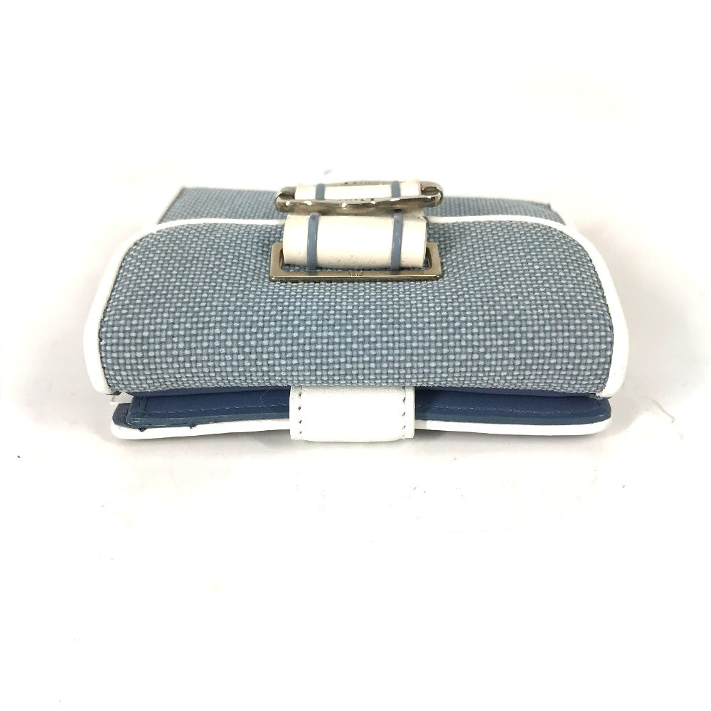 Dior Folded wallet Canvas / leather blue Bicolor logo W Hook Wallet  Women Used Authentic