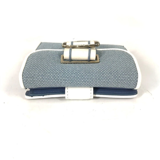 Dior Folded wallet Canvas / leather blue Bicolor logo W Hook Wallet  Women Used Authentic