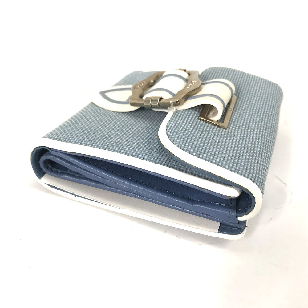 Dior Folded wallet Canvas / leather blue Bicolor logo W Hook Wallet  Women Used Authentic