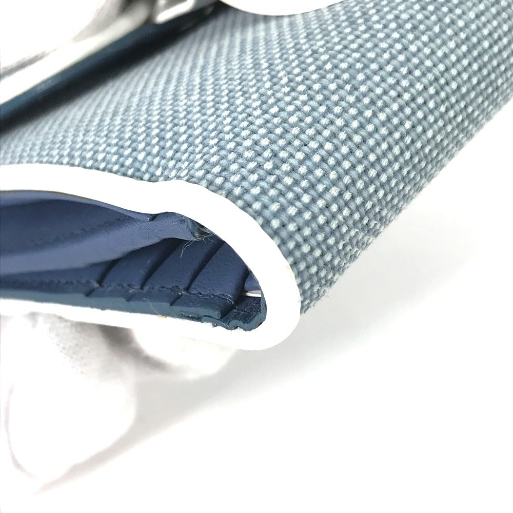 Dior Folded wallet Canvas / leather blue Bicolor logo W Hook Wallet  Women Used Authentic