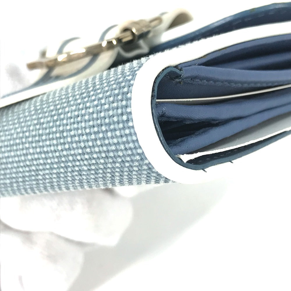 Dior Folded wallet Canvas / leather blue Bicolor logo W Hook Wallet  Women Used Authentic