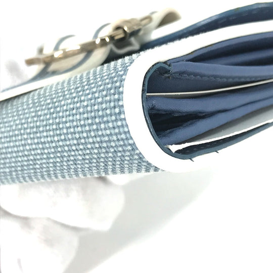 Dior Folded wallet Canvas / leather blue Bicolor logo W Hook Wallet  Women Used Authentic