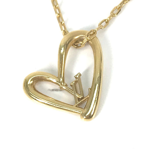 LOUIS VUITTON Necklace M00465 Gold Plated gold heart Corie Foreign Love Women Used Authentic