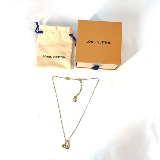 LOUIS VUITTON Necklace M00465 Gold Plated gold heart Corie Foreign Love Women Used Authentic