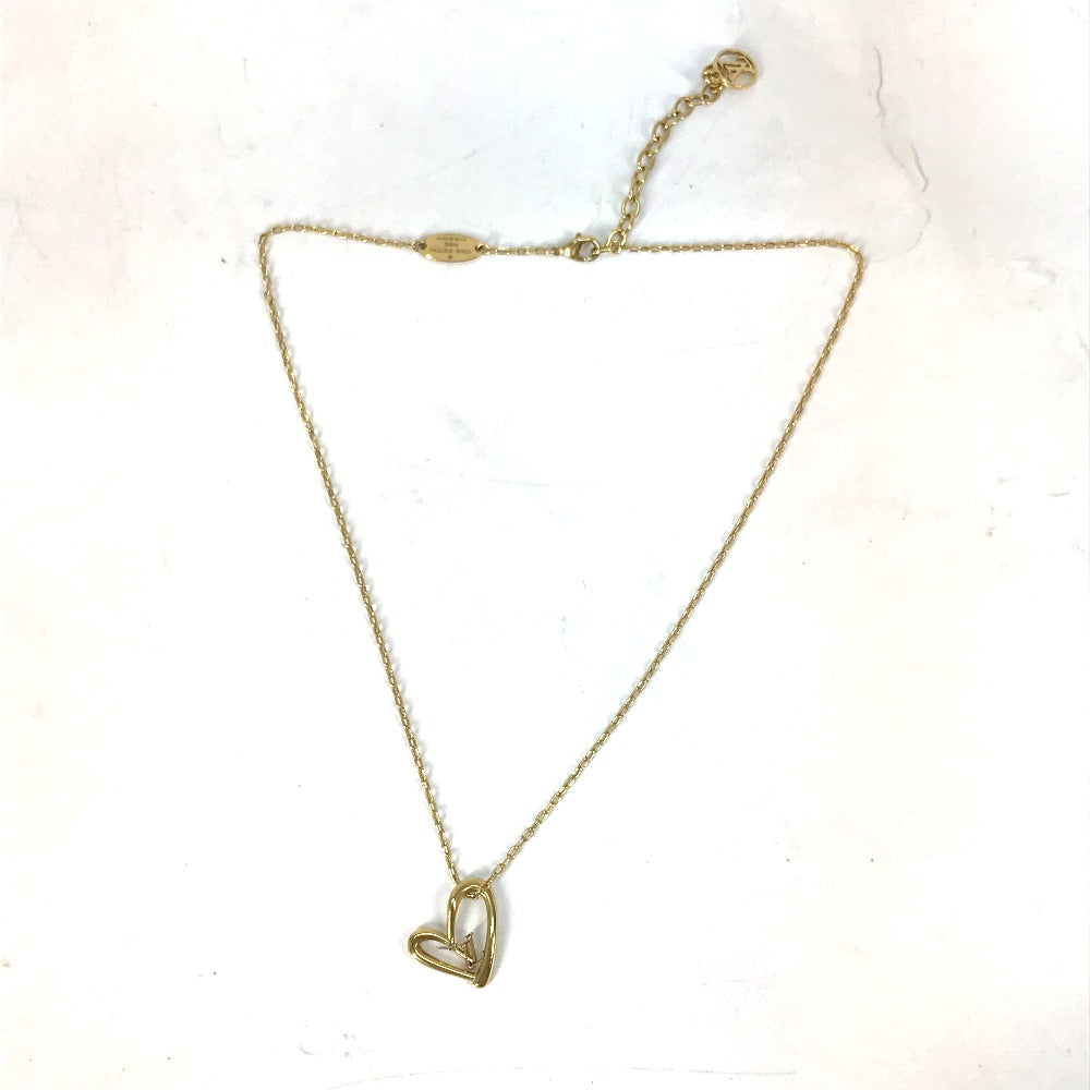 LOUIS VUITTON Necklace M00465 Gold Plated gold heart Corie Foreign Love Women Used Authentic
