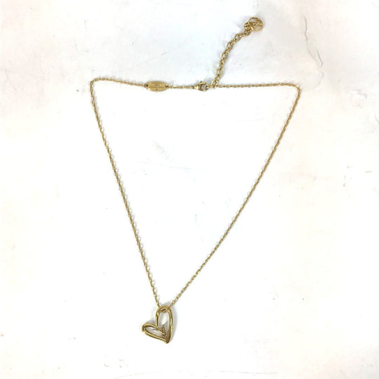 LOUIS VUITTON Necklace M00465 Gold Plated gold heart Corie Foreign Love Women Used Authentic