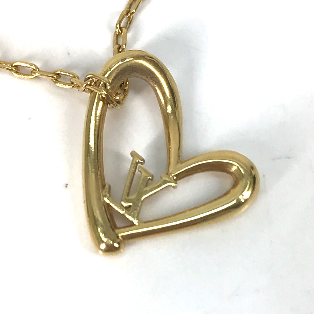 LOUIS VUITTON Necklace M00465 Gold Plated gold heart Corie Foreign Love Women Used Authentic