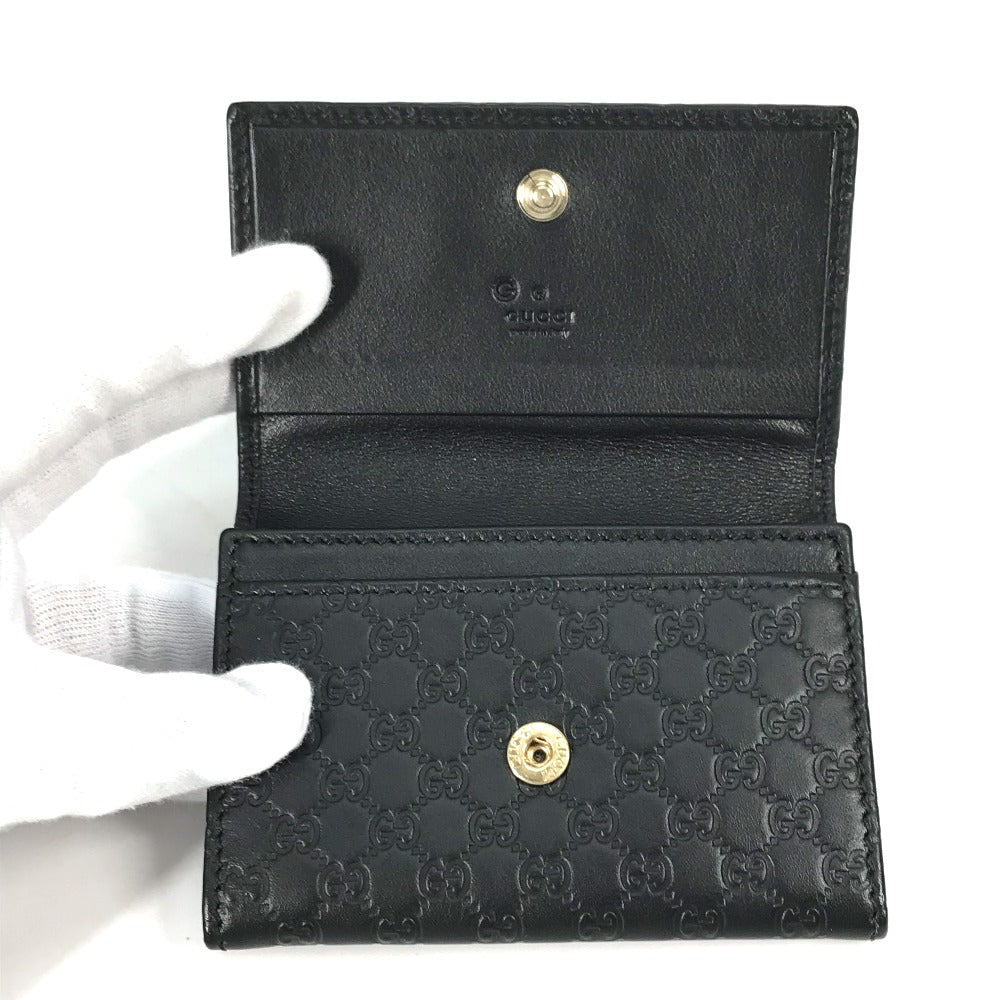 GUCCI Card Case 544030 leather black Guccisima Business Card Holder Pass Case mens Used Authentic