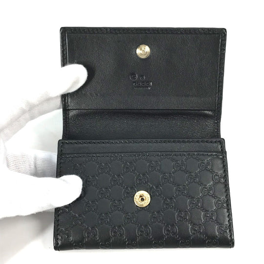GUCCI Card Case 544030 leather black Guccisima Business Card Holder Pass Case mens Used Authentic