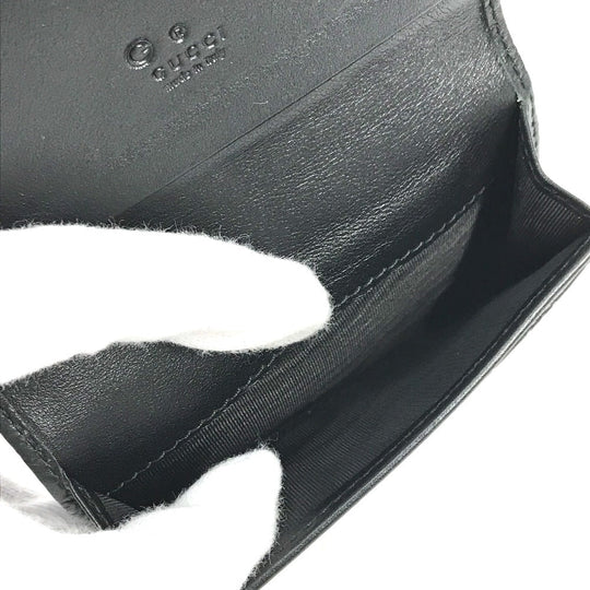 GUCCI Card Case 544030 leather black Guccisima Business Card Holder Pass Case mens Used Authentic