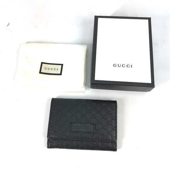 GUCCI Card Case 544030 leather black Guccisima Business Card Holder Pass Case mens Used Authentic