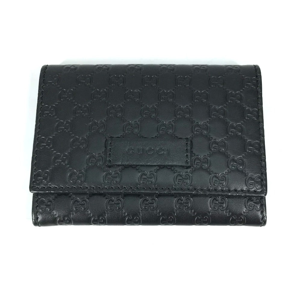 GUCCI Card Case 544030 leather black Guccisima Business Card Holder Pass Case mens Used Authentic