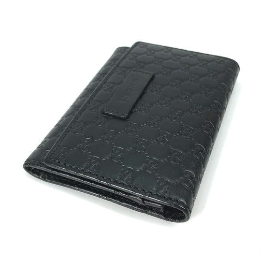 GUCCI Card Case 544030 leather black Guccisima Business Card Holder Pass Case mens Used Authentic