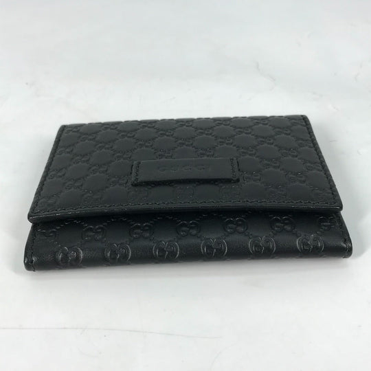 GUCCI Card Case 544030 leather black Guccisima Business Card Holder Pass Case mens Used Authentic