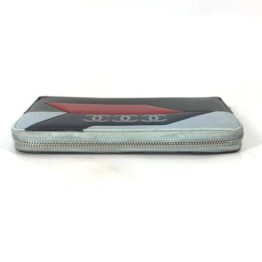 CHANEL Long Wallet Purse leather black airline triple coco Long wallet Women Used Authentic
