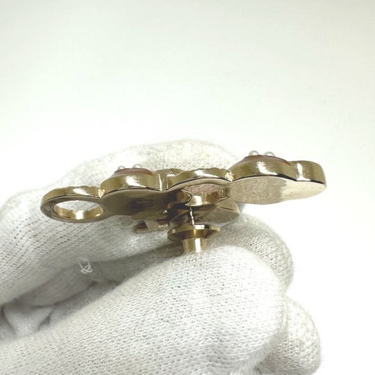 CHANEL Brooch Metal, Faux Pearl gold I  COCO logo I love coco heart Women Used Authentic