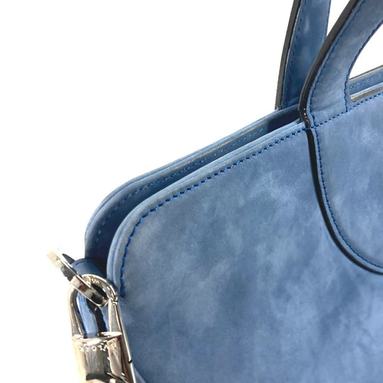 BVLGARI Handbag suede blue Bag Tote Bag Shoulder Bag Decollete Women Used Authentic
