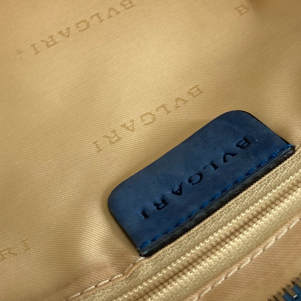 BVLGARI Handbag suede blue Bag Tote Bag Shoulder Bag Decollete Women Used Authentic