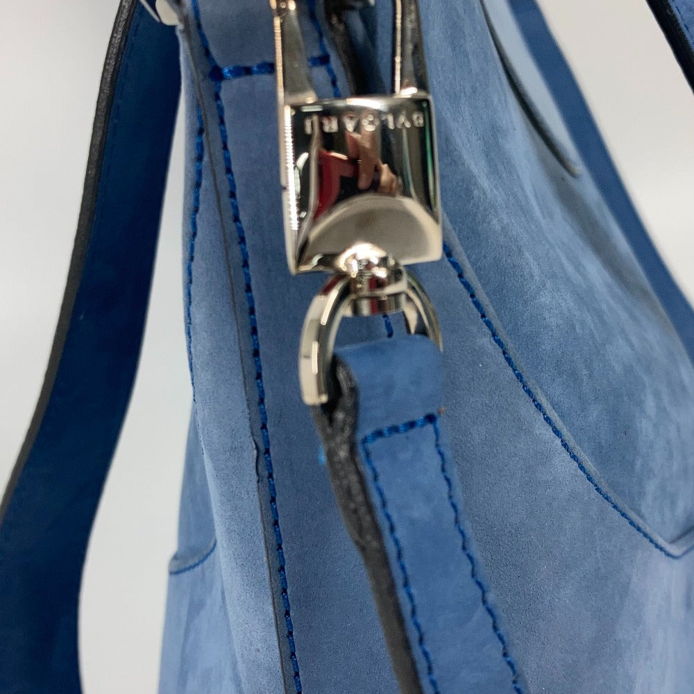 BVLGARI Handbag suede blue Bag Tote Bag Shoulder Bag Decollete Women Used Authentic