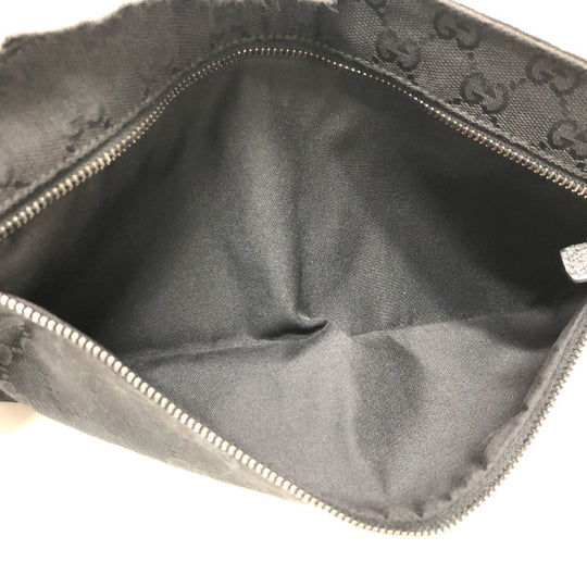 GUCCI Waist bag 28566 GG canvas / leather black GG Sling bag mens Used Authentic