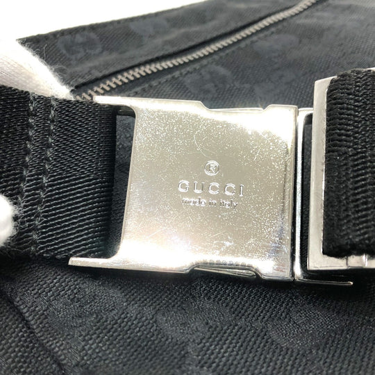 GUCCI Waist bag 28566 GG canvas / leather black GG Sling bag mens Used Authentic