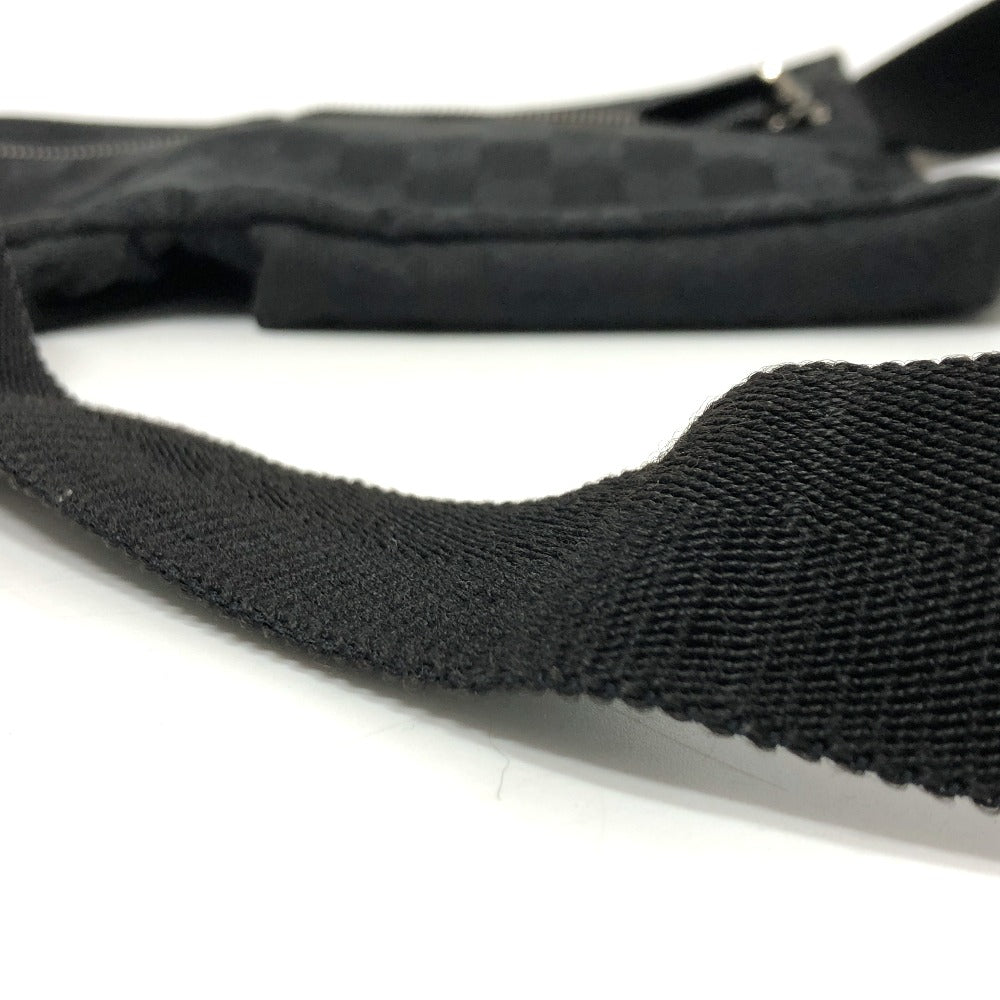 GUCCI Waist bag 28566 GG canvas / leather black GG Sling bag mens Used Authentic
