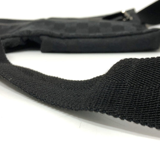 GUCCI Waist bag 28566 GG canvas / leather black GG Sling bag mens Used Authentic