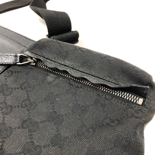 GUCCI Waist bag 28566 GG canvas / leather black GG Sling bag mens Used Authentic