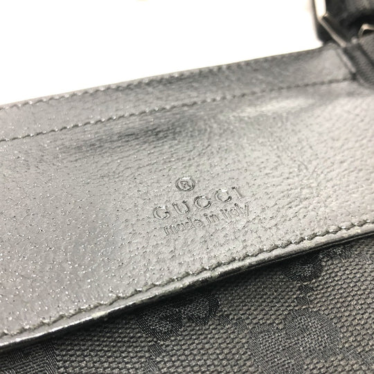 GUCCI Waist bag 28566 GG canvas / leather black GG Sling bag mens Used Authentic