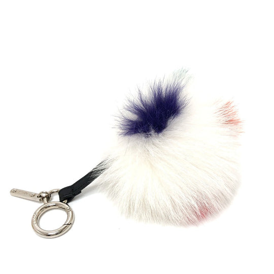 FENDI Bag charm fur white Bonbon charm Women Used Authentic