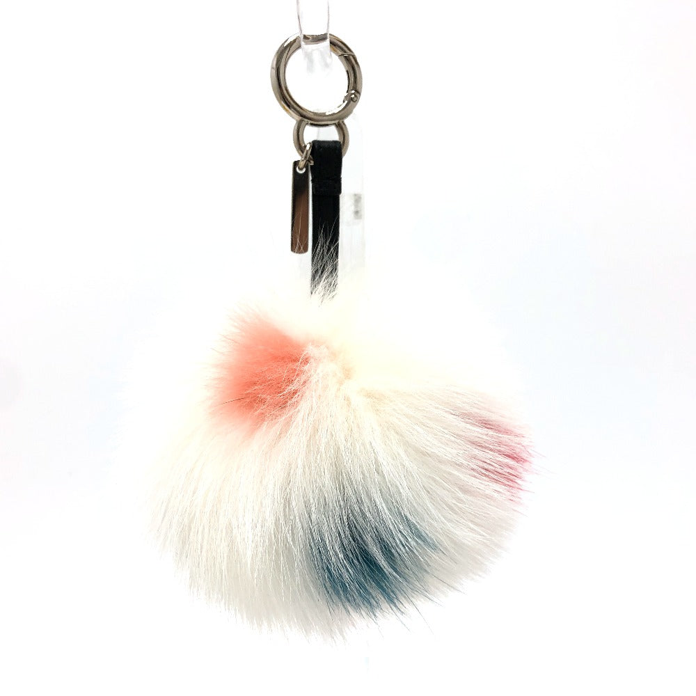 FENDI Bag charm fur white Bonbon charm Women Used Authentic