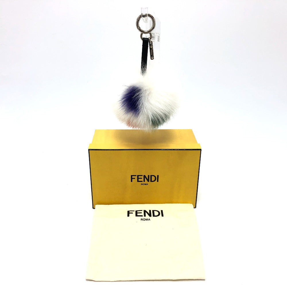 FENDI Bag charm fur white Bonbon charm Women Used Authentic