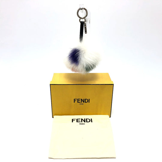 FENDI Bag charm fur white Bonbon charm Women Used Authentic