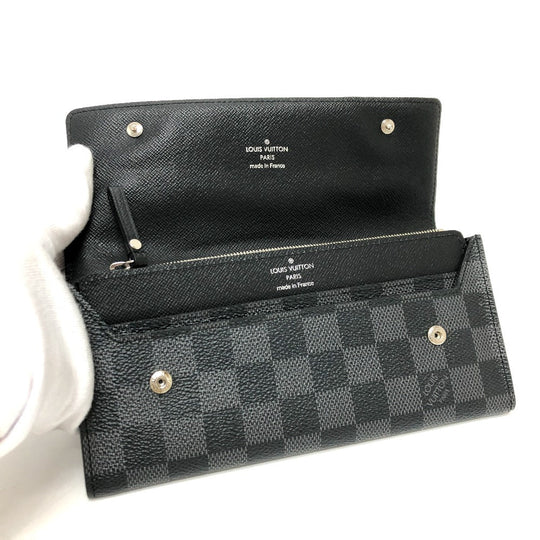 LOUIS VUITTON Long Wallet Purse N63084 Damier Grafitto Canvas black Damier Grafitte Portefeuille long modular mens Used Authentic