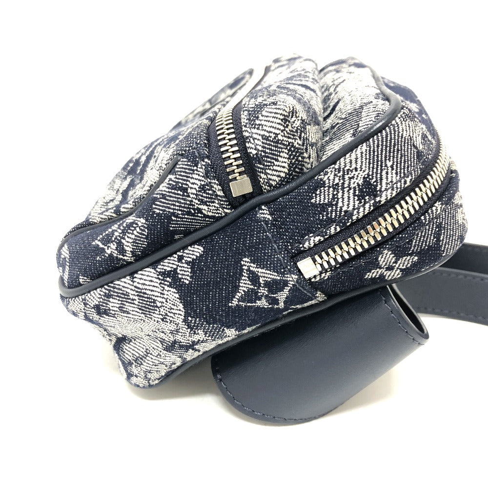 LOUIS VUITTON Sling bag M57281 canvas Navy Monogram tapestry Bum back mens Used Authentic