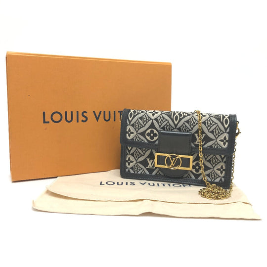 LOUIS VUITTON Shoulder Bag M69992 canvas Navy Monogram Jaguar Portefeuille Daufine Women Used Authentic