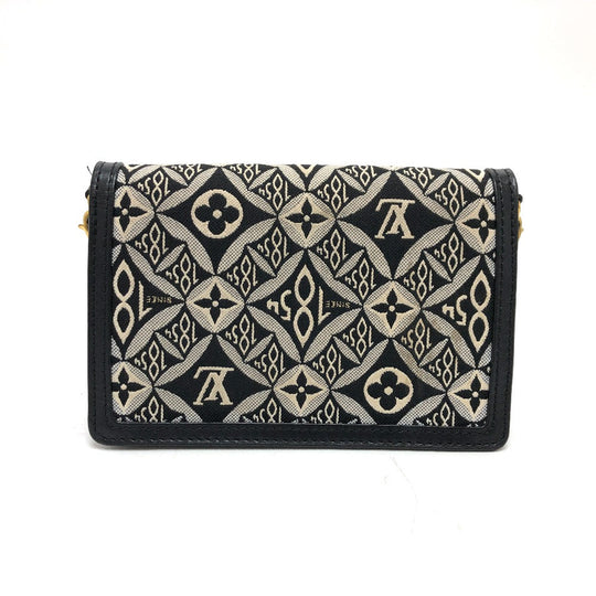 LOUIS VUITTON Shoulder Bag M69992 canvas Navy Monogram Jaguar Portefeuille Daufine Women Used Authentic