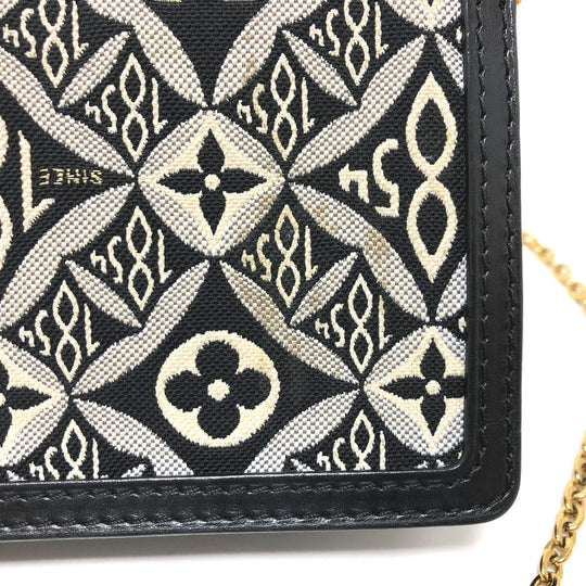 LOUIS VUITTON Shoulder Bag M69992 canvas Navy Monogram Jaguar Portefeuille Daufine Women Used Authentic