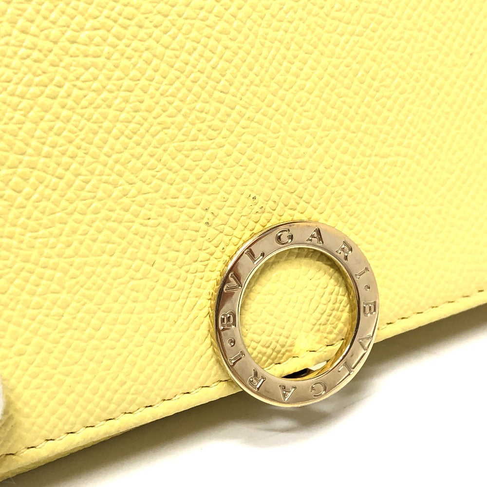 BVLGARI Long Wallet Purse leather yellow Logo clip Long wallet Women Used Authentic
