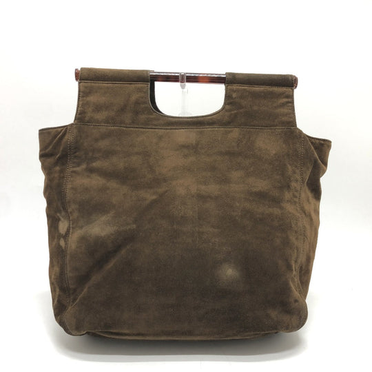 CHANEL Tote Bag suede Brown CC COCO Mark vintage Women Used Authentic