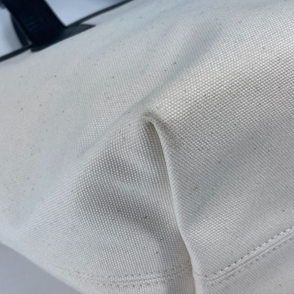 BALENCIAGA Tote Bag 692068 Canvas / leather white By color jumbo logo small Women Used Authentic