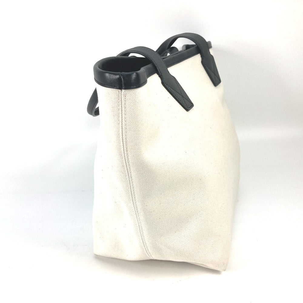 BALENCIAGA Tote Bag 692068 Canvas / leather white By color jumbo logo small Women Used Authentic